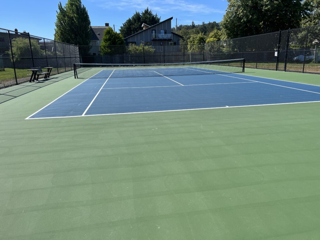 tennis tourist cadboro bay gyro park tennis court from baseline teri church